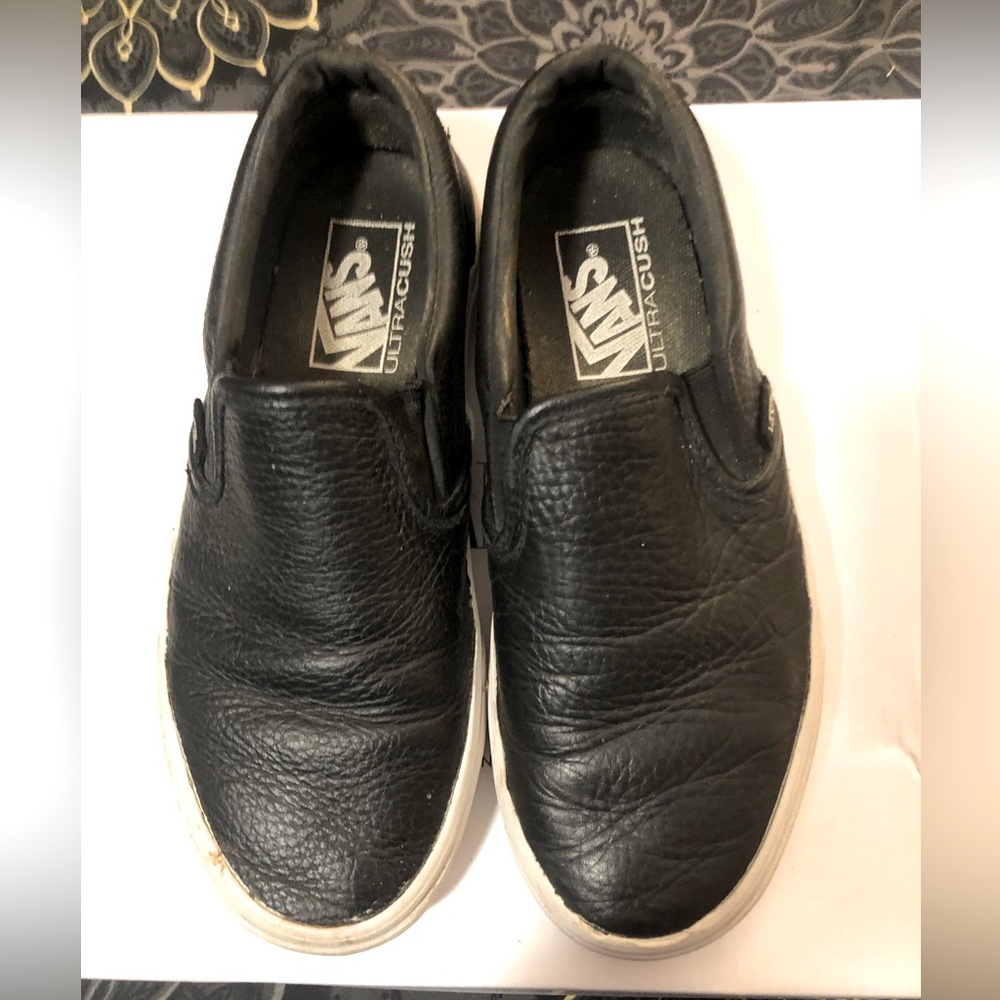 Size 6 black leather Vans